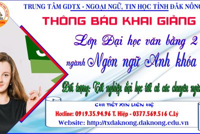 THÔNG BÁO KHAI GIẢNG Lớp Đại học văn bằng 2 ngành Ngôn ngữ Anh khóa 11