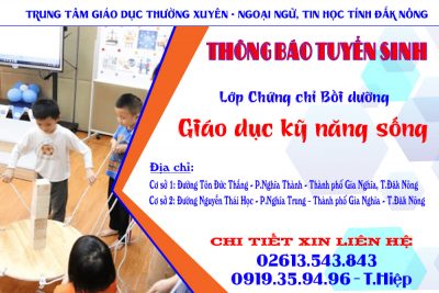 Thông báo tuyển sinh lớp Bồi dưỡng Kỹ năng sống – Giá trị sống