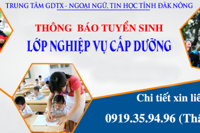 THÔNG BÁO TUYỂN SINH LỚP NGHIỆP VỤ CẤP DƯỠNG