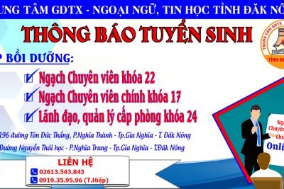 THÔNG BÁO TUYỂN SINH LỚP BỒI DƯỠNG NGHIỆP VỤ QUẢN LÝ NHÀ NƯỚC NGẠCH CHUYÊN VIÊN, CHUYÊN VIÊN CHÍNH VÀ LÃNH ĐẠO CẤP PHÒNG