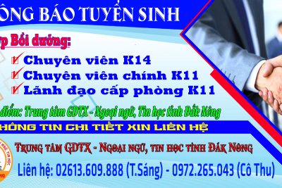 THÔNG BÁO TUYỂN SINH LỚP BỒI DƯỠNG NGẠCH QUẢN LÝ NHÀ NƯỚC CHUYÊN VIÊN KHÓA 14, CHUYÊN VIÊN CHÍNH KHÓA 11 VÀ LÃNH ĐẠO CẤP PHÒNG KHÓA 11