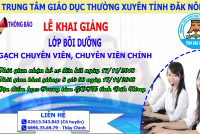 THÔNG BÁO KHAI GIẢNG LỚP BỒI DƯỠNG CHUYÊN VIÊN, CHUYÊN VIÊN CHÍNH KHÓA 5