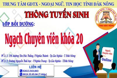 THÔNG BÁO TUYỂN SINH LỚP BỒI DƯỠNG KIẾN THỨC NHÀ NƯỚC NGẠCH CHUYÊN VIÊN KHÓA 20