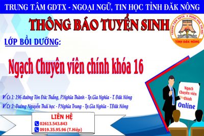 THÔNG BÁO TUYỂN SINH LỚP BỒI DƯỠNG KIẾN THỨC QUẢN LÝ NHÀ NƯỚC NGẠCH CHUYÊN VIÊN CHÍNH KHÓA 16