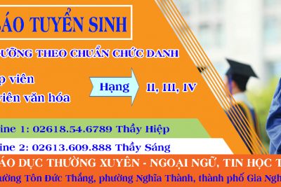 THÔNG BÁO TUYỂN SINH CÁC LỚP BỒI DƯỠNG THEO CHUẨN CHỨC DANH PHƯƠNG PHÁP VIÊN VÀ HƯỚNG DẪN VIÊN HẠNG II,III,IV