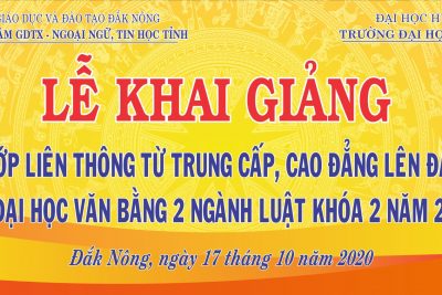 THÔNG BÁO KHAI GIẢNG LỚP LIÊN THÔNG TỪ TRUNG CẤP, CAO ĐẲNG LÊN ĐẠI HỌC VÀ ĐẠI HỌC VĂN BẰNG 2 NGÀNH LUẬT KHÓA 2 NĂM 2020