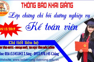 THÔNG BÁO KHAI GIẢNG LỚP NGHIỆP VỤ CHỨNG CHỈ KẾ TOÁN VIÊN