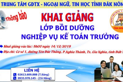 THÔNG BÁO KHAI GIẢNG LỚP NGHIỆP VỤ KẾ TOÁN TRƯỞNG