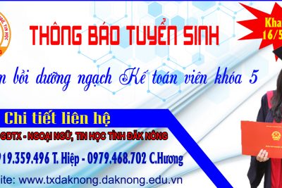 THÔNG BÁO TUYỂN SINH LỚP BỒI DƯỠNG NGẠCH KẾ TOÁN VIÊN KHÓA 5