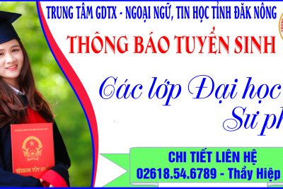 THÔNG BÁO TUYỂN SINH CÁC LỚP ĐẠI HỌC SƯ PHẠM HÌNH THỨC VỪA LÀM VỪA HỌC
