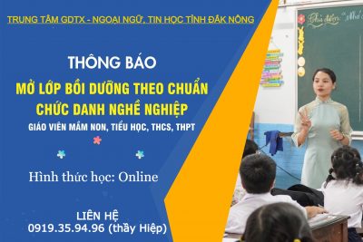 TUYỂN SINH LỚP CHỨC DANH NGHỀ NGHIỆP GIÁO VIÊN MN, TH, THCS, THPT