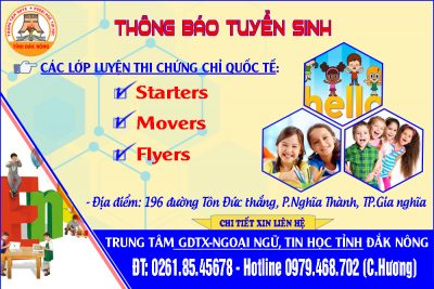 THÔNG BÁO KHAI GIẢNG CÁC LỚP TIẾNG ANH THIẾU NHI