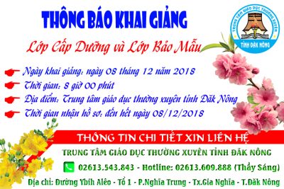 THÔNG BÁO KHAI GIẢNG LỚP CẤP DƯỠNG VÀ LỚP BẢO MẪU