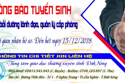 THÔNG BÁO TUYỂN SINH LỚP BỒI DƯỠNG LÃNH ĐẠO, QUẢN LÝ CẤP PHÒNG
