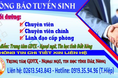 THÔNG BÁO TUYỂN SINH LỚP CHUYÊN VIÊN, CHUYÊN VIÊN CHÍNH, LÃNH ĐẠO CẤP PHÒNG