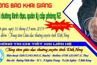 THÔNG BÁO TUYỂN SINH LỚP BỒI DƯỠNG LÃNH ĐẠO CẤP PHÒNG KHÓA 2