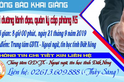 THÔNG BÁO TUYỂN SINH LỚP BỒI DƯỠNG LÃNH ĐẠO, QUẢN LÝ CẤP PHÒNG K5