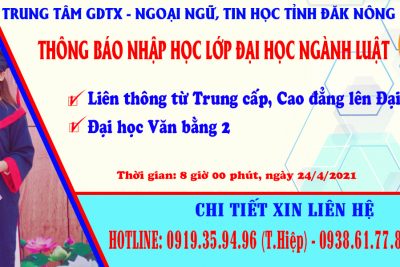 THÔNG BÁO NHẬP HỌC LỚP ĐẠI HỌC NGÀNH LUẬT NĂM 2021