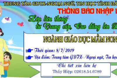 THÔNG BÁO NHẬP HỌC LỚP LIÊN THÔNG TỪ TC, CĐ LÊN ĐẠI HỌC NGÀNH GIÁO DỤC MẦM NON
