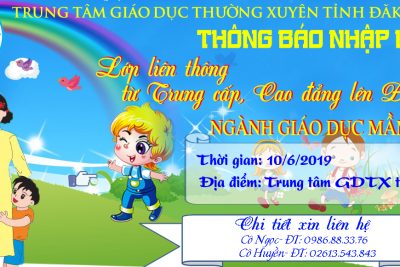 THÔNG BÁO NHẬP HỌC LỚP LIÊN THÔNG TỪ TC, CĐ LÊN ĐẠI HỌC NGÀNH GIÁO DỤC MẦM NON