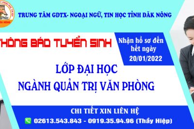 THÔNG BÁO TUYỂN SINH LỚP ĐẠI HỌC NGÀNH QUẢN TRỊ VĂN PHÒNG (HỆ ĐÀO TẠO TỪ XA)