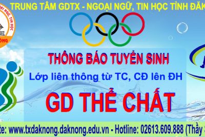 THÔNG BÁO TUYỂN SINH TỪ TRUNG CẤP, CAO ĐẲNG LÊN ĐẠI HỌC NGÀNH GIÁO DỤC THỂ CHẤT