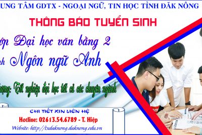 THÔNG BÁO TUYỂN SINH LỚP ĐẠI HỌC VB2 NGÀNH NGÔN NGỮ ANH