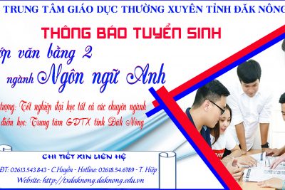 THÔNG BÁO TUYỂN SINH LỚP VĂN BẰNG 2 NGÀNH NGÔN NGỮ ANH