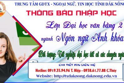 THÔNG BÁO NHẬP HỌC LỚP ĐẠI HỌC VĂN BẰNG 2 NGÀNH NGÔN NGỮ ANH KHÓA 7