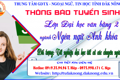Thông báo tuyển sinh lớp Đại học văn bằng 2 ngành Ngôn ngữ Anh khóa 13