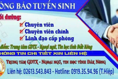 THÔNG BÁO TUYỂN SINH CÁC LỚP BỒI DƯỠNG CHUYÊN VIÊN, CHUYÊN VIÊN CHÍNH, LÃNH ĐẠO QUẢN LÝ CẤP PHÒNG