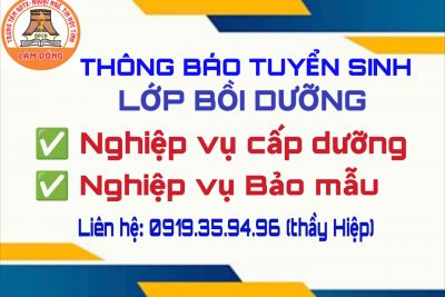 THÔNG BÁO TUYỂN SINH LỚP BỒI DƯỠNG NGHIỆP VỤ CẤP DƯỠNG VÀ LỚP NGHIỆP VỤ BẢO MẪU